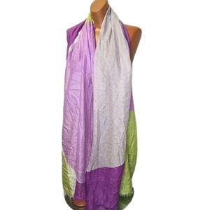 Nordstrom Cashmere Silk Retro Boho Artsy Geometric Blanket Scarf Raw Edge 27/80"